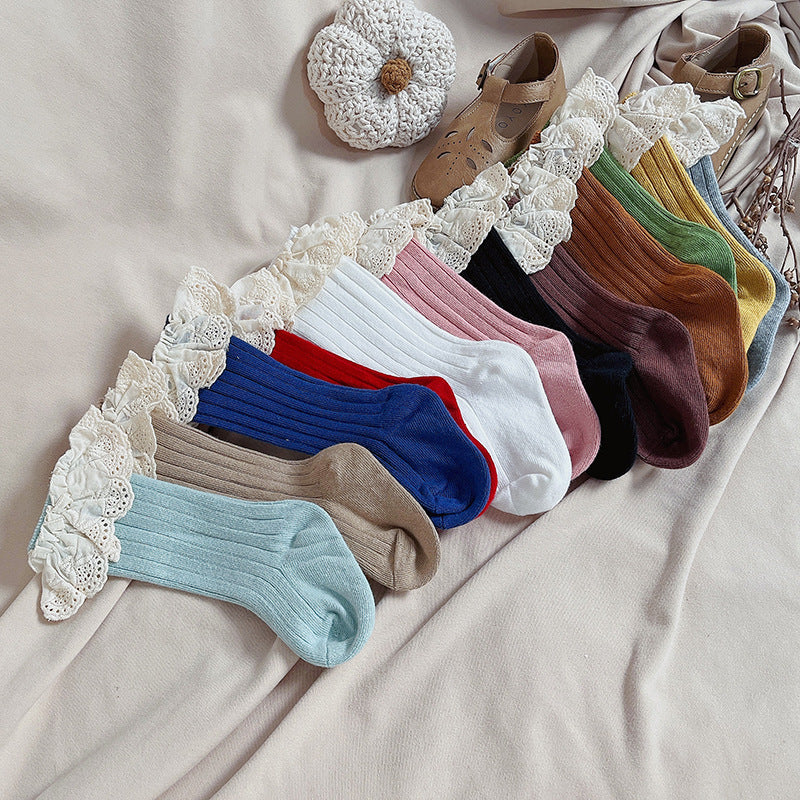 Sosete lungi pentru fetite, Antonia - Beige, diverse marimi, bumbac + elastan
