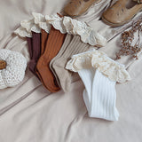 Sosete lungi pentru fetite, Antonia - White, diverse marimi, bumbac + elastan