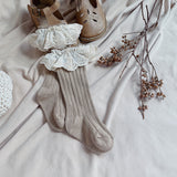 Sosete lungi pentru fetite, Antonia - Beige, diverse marimi, bumbac + elastan