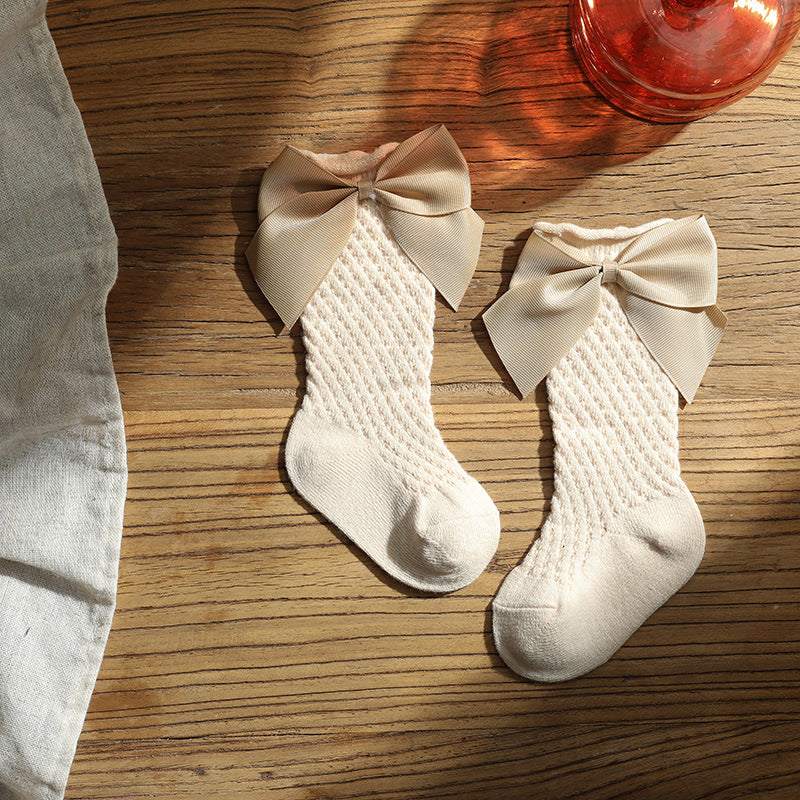 Sosete lungi pentru fetite, Bella - Beige, diverse marimi, bumbac + elastan
