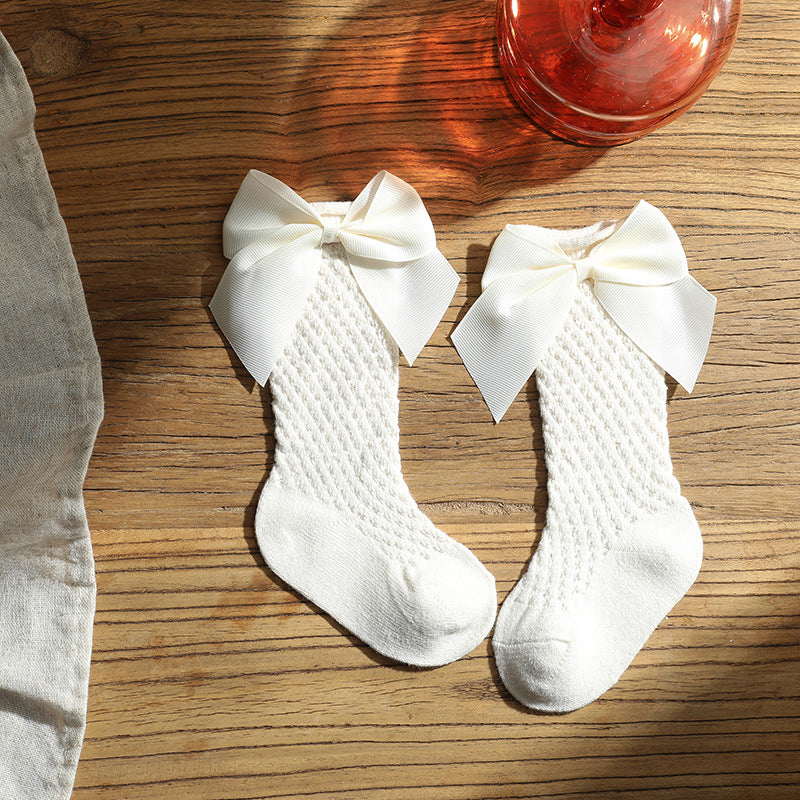 Sosete lungi pentru fetite, Bella - Ivory, diverse marimi, bumbac + elastan