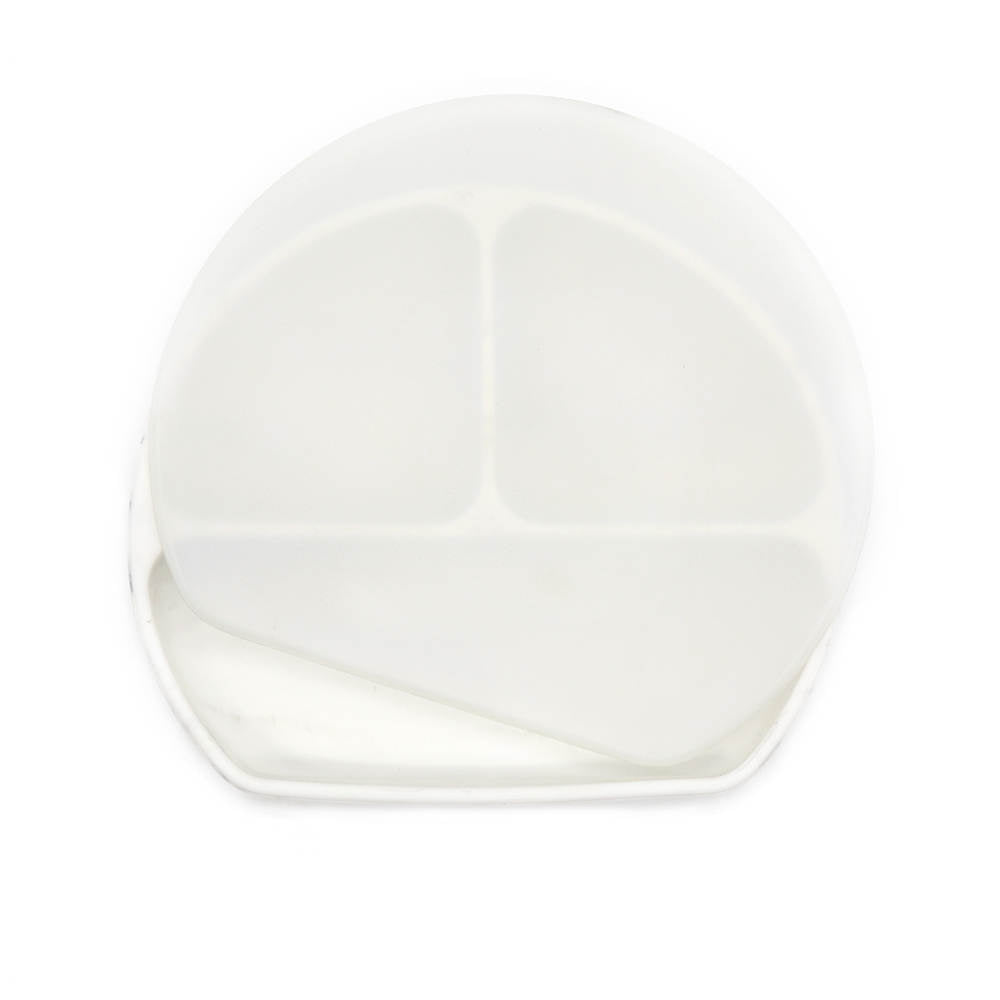 Farfurie diversificare bebelusi, cu capac - Marble, silicon, 6 luni+