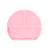 Farfurie diversificare bebelusi, cu capac - Pink, silicon, 6 luni+