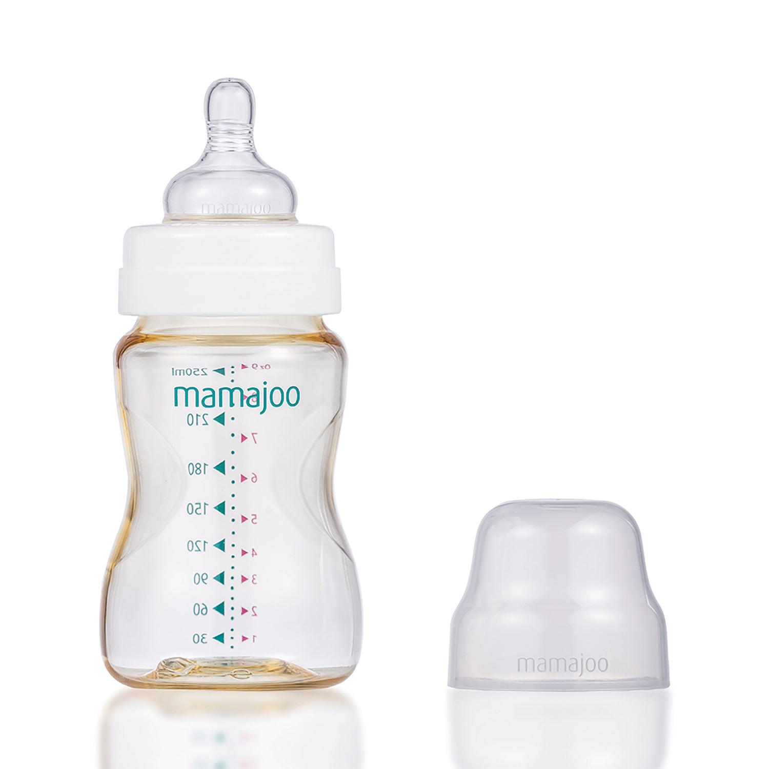Biberon Mamajoo Gold, tetina Anti-colic, 250 ml/M, 6 luni+, PES + silicon