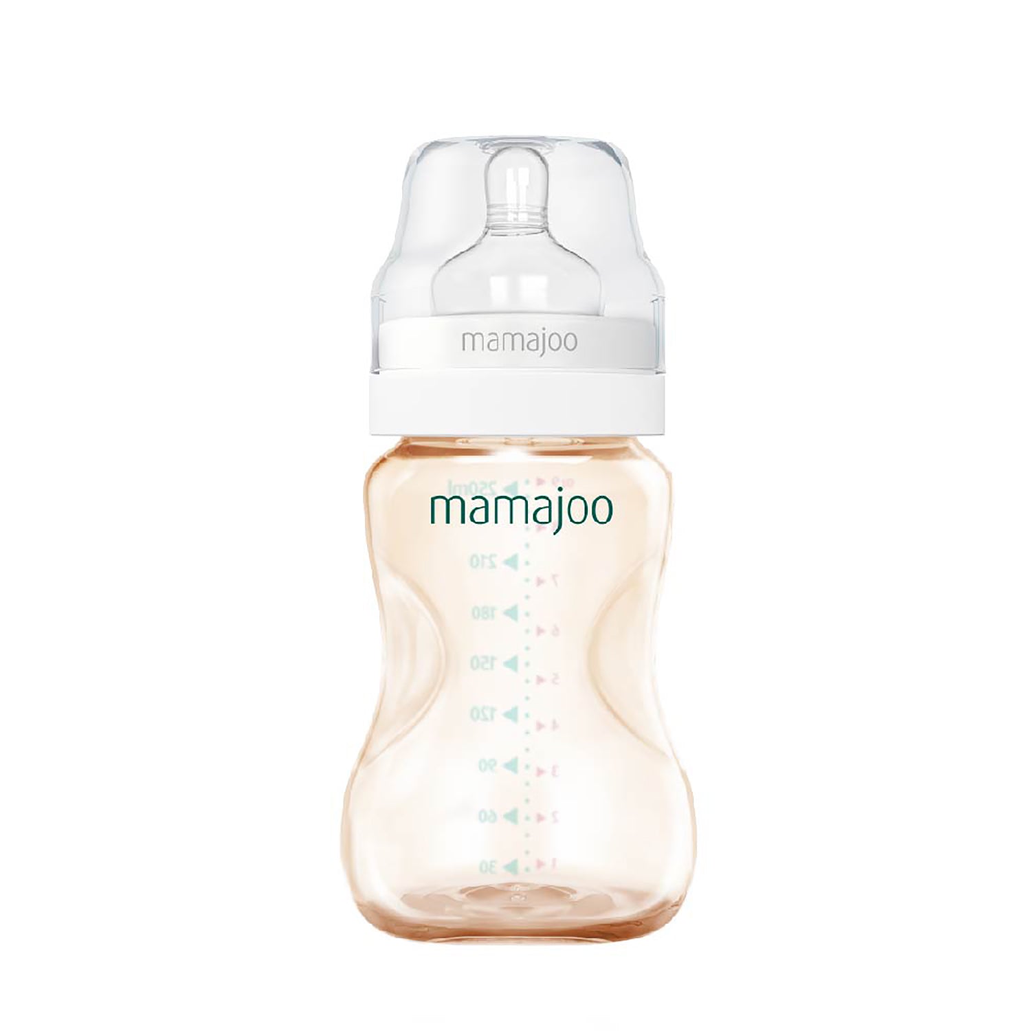 Biberon Mamajoo Gold, tetina Anti-colic, 250 ml/M, 6 luni+, PES + silicon