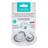 Set 2 suzete ortodontice Mamajoo + cutie sterilizare, Black & Pearl/Noapte & Zi, 0 luni+, silicon+pp