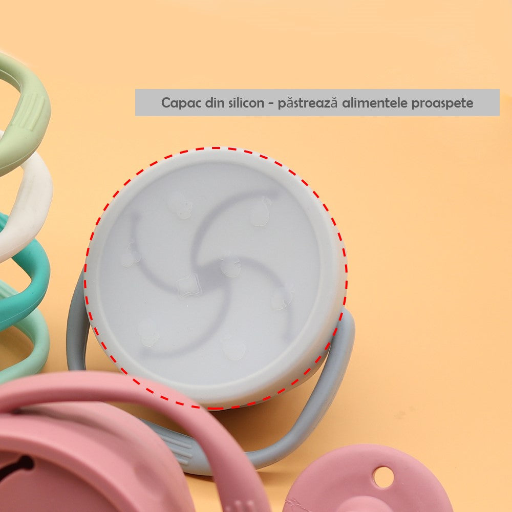 Cana pentru gustari cu capac - Beige, 6 luni+, silicon