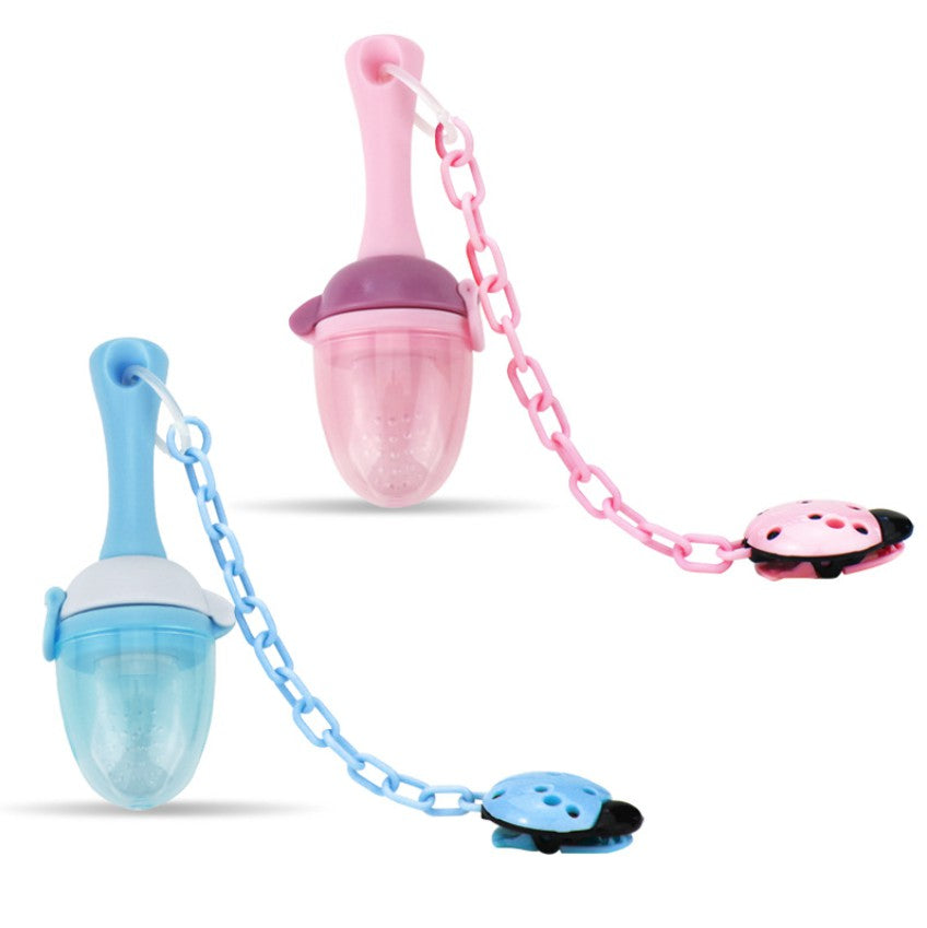 Set suzeta fructe si lantisor, diverse culori, silicon, 3luni+