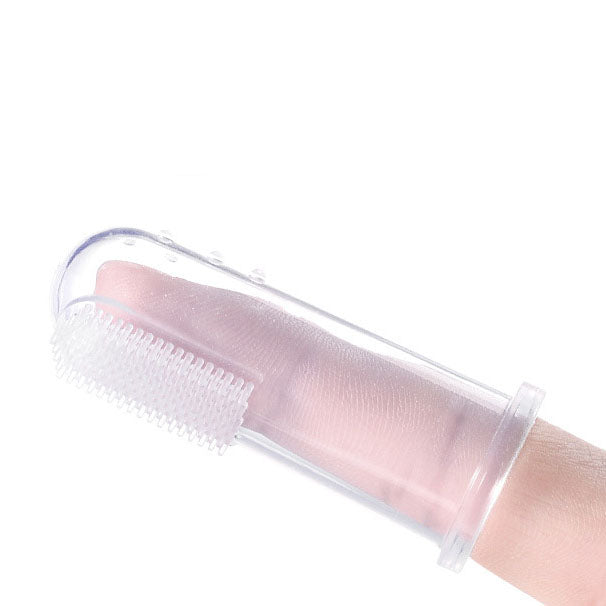 Periuta de dinti pentru bebelusi + cutiuta de depozitare, model degetar, diverse culori, 6 luni+, silicon
