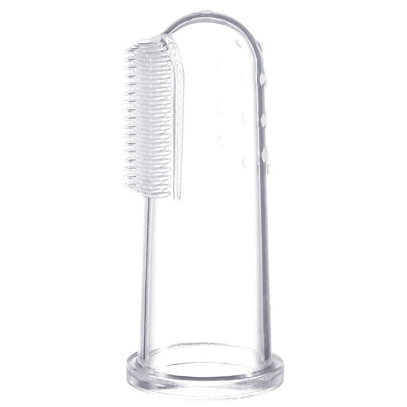 Periuta de dinti pentru bebelusi + cutiuta de depozitare, model degetar, diverse culori, 6 luni+, silicon