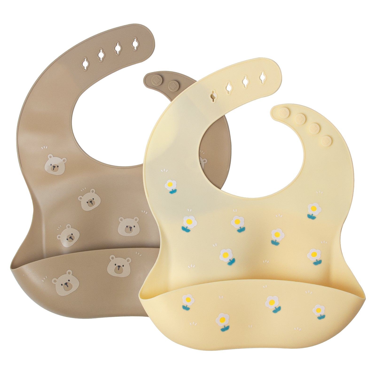 Set 2 bavete ajustabile din silicon, diverse culori, 6 luni+