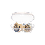 Set 2 suzete ortodontice Mamajoo + cutie sterilizare, Beige Leopard, 12 luni+, silicone+PP