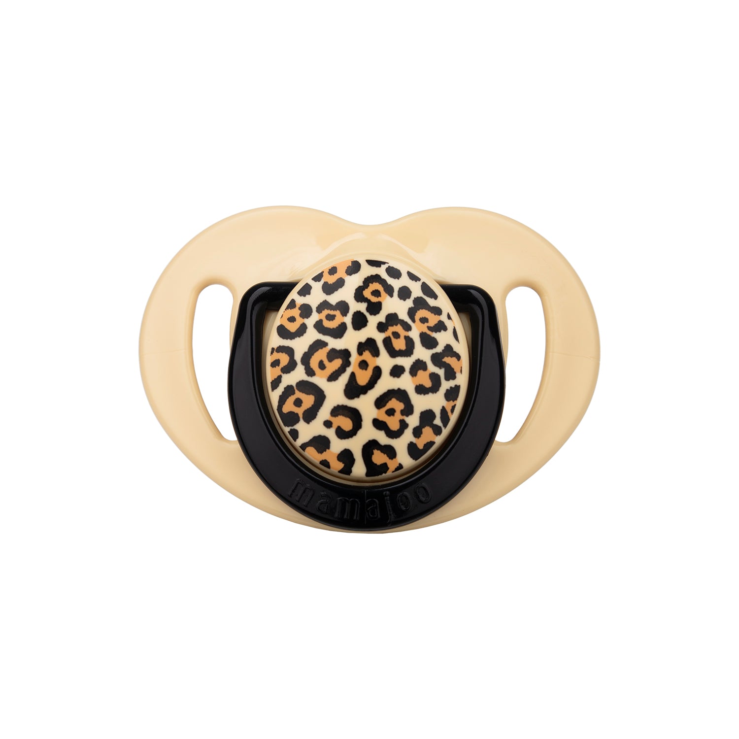 Set 2 suzete ortodontice Mamajoo + cutie sterilizare, Beige Leopard, 6 luni+, silicone+PP