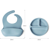 Set bavetica si farfurie din silicon – Blue, 6 luni+