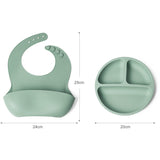 Set bavetica si farfurie din silicon – Green, 6 luni+