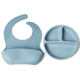 Set bavetica si farfurie din silicon – Blue, 6 luni+