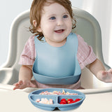 Set bavetica si farfurie din silicon – Blue, 6 luni+