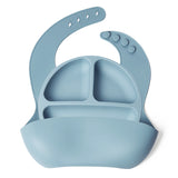Set bavetica si farfurie din silicon – Blue, 6 luni+
