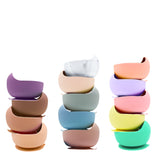 Set diversificare bebelusi  din silicon (bol si lingurita cu maner din lemn) – Light Grey, 6 luni +