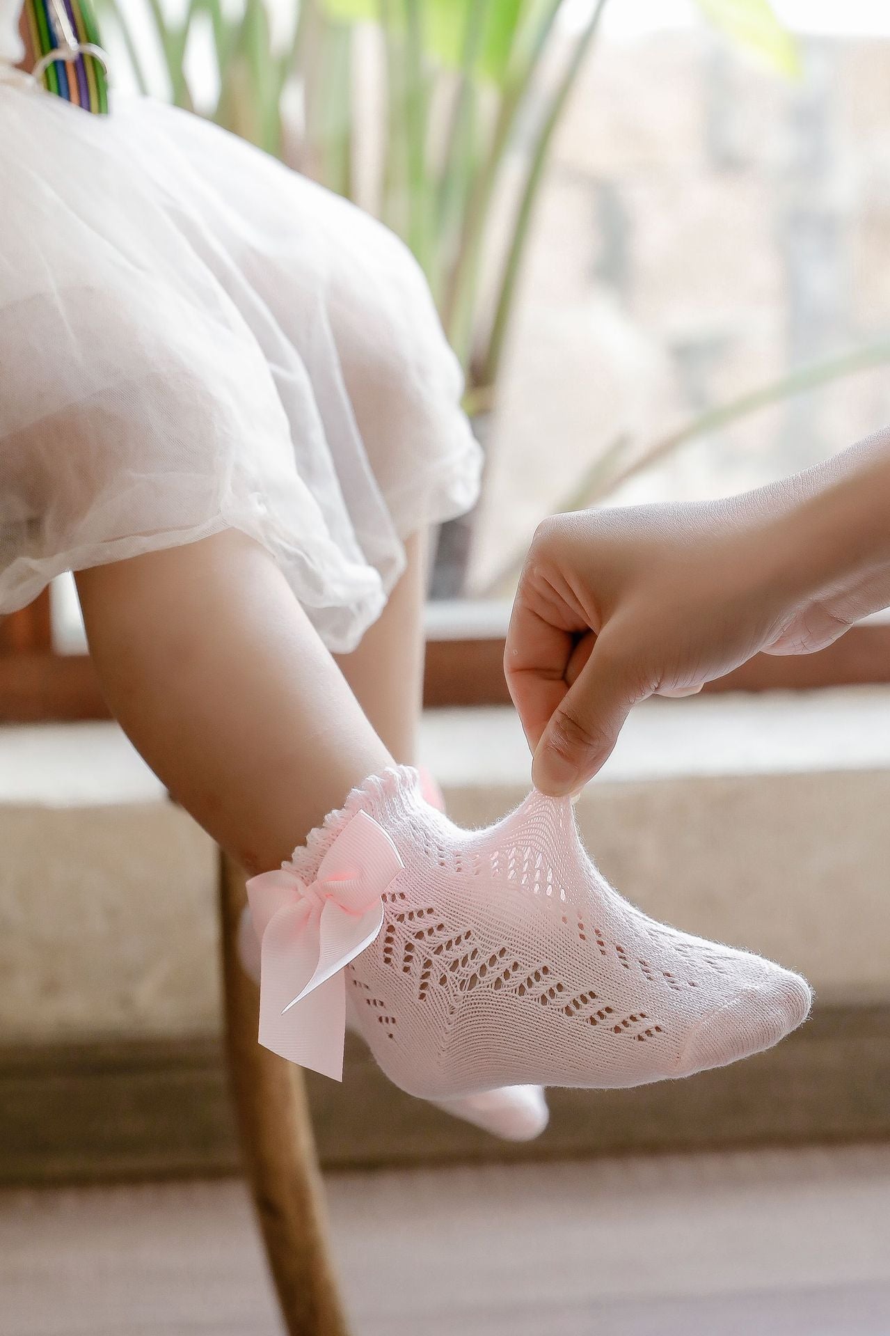 Sosete elegante pentru fetite, Maya - Pink, diverse marimi, bumbac + elastan