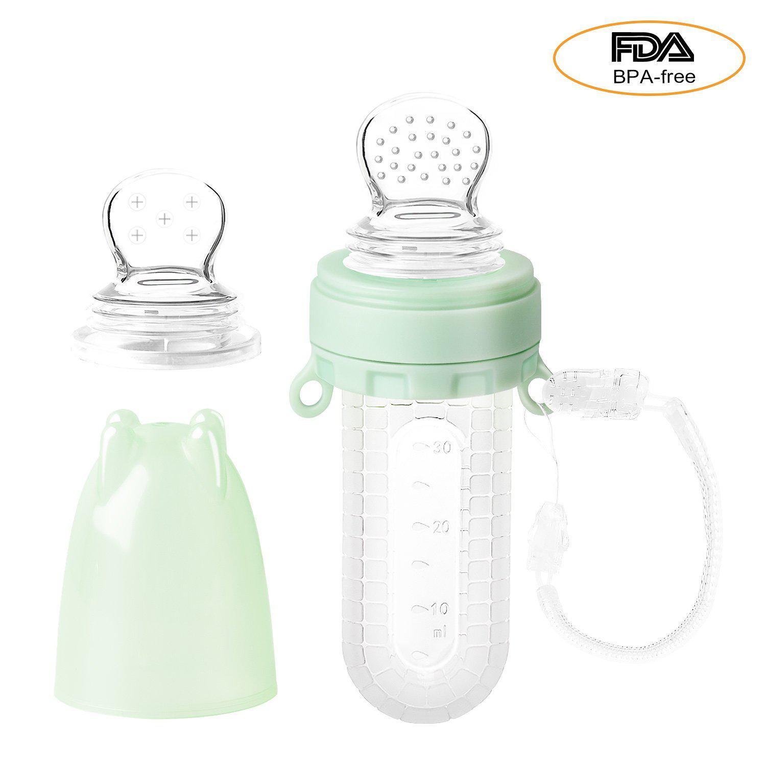 Alimentator pentru fructe Papa Bebe, 6 luni+, diverse culori, silicon, 15x6,5 cm