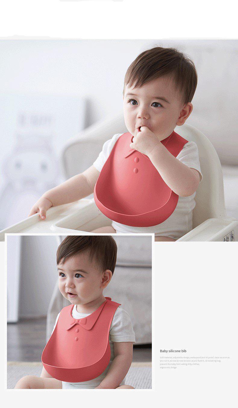 Bavetă cu papion, din silicon, model 4 Papa Bebe, 6 luni+, diverse culori