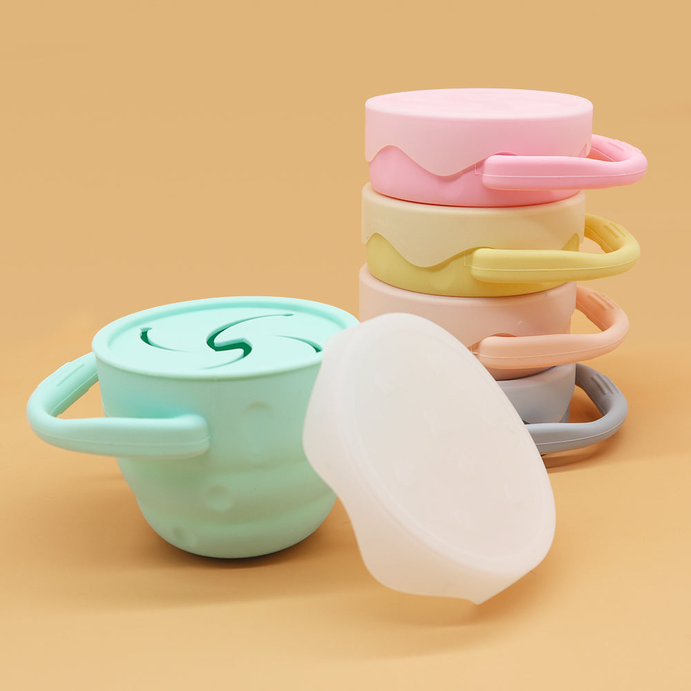 Cana pentru gustari, cu capac – Bright Yellow, 6 luni+, silicon