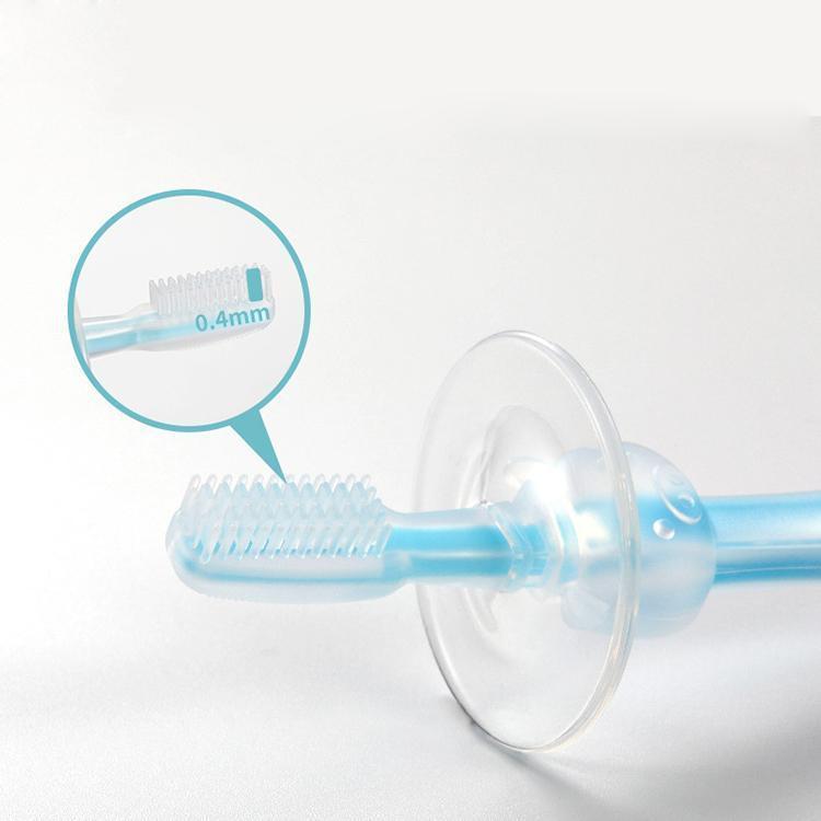 Periuță de dinți pentru bebeluși Papa Bebe, 6 luni+, diverse culori, silicon, 4,5x2,5 cm