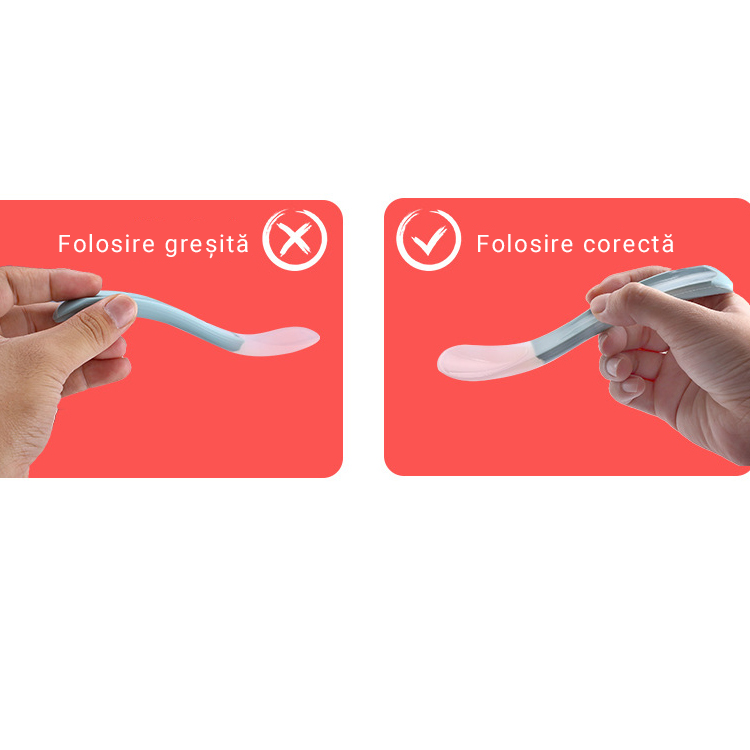 Tăviță pentru diversificarea bebelușului cu lingură Papa Bebe, 4 luni+, diverse culori, silicon, 22.5x20.2.5 cm