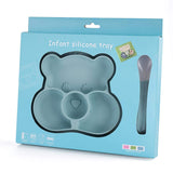 Tăviță pentru diversificarea bebelușului cu lingură Papa Bebe, 4 luni+, diverse culori, silicon, 22.5x20.2.5 cm