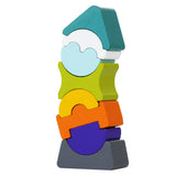 Jucarie din lemn, Cubika, Set constructii “Turn flexibil cu acoperis turquoise“, 12701