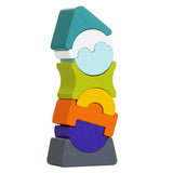 Jucarie din lemn, Cubika, Set constructii “Turn flexibil cu acoperis turquoise“, 12701