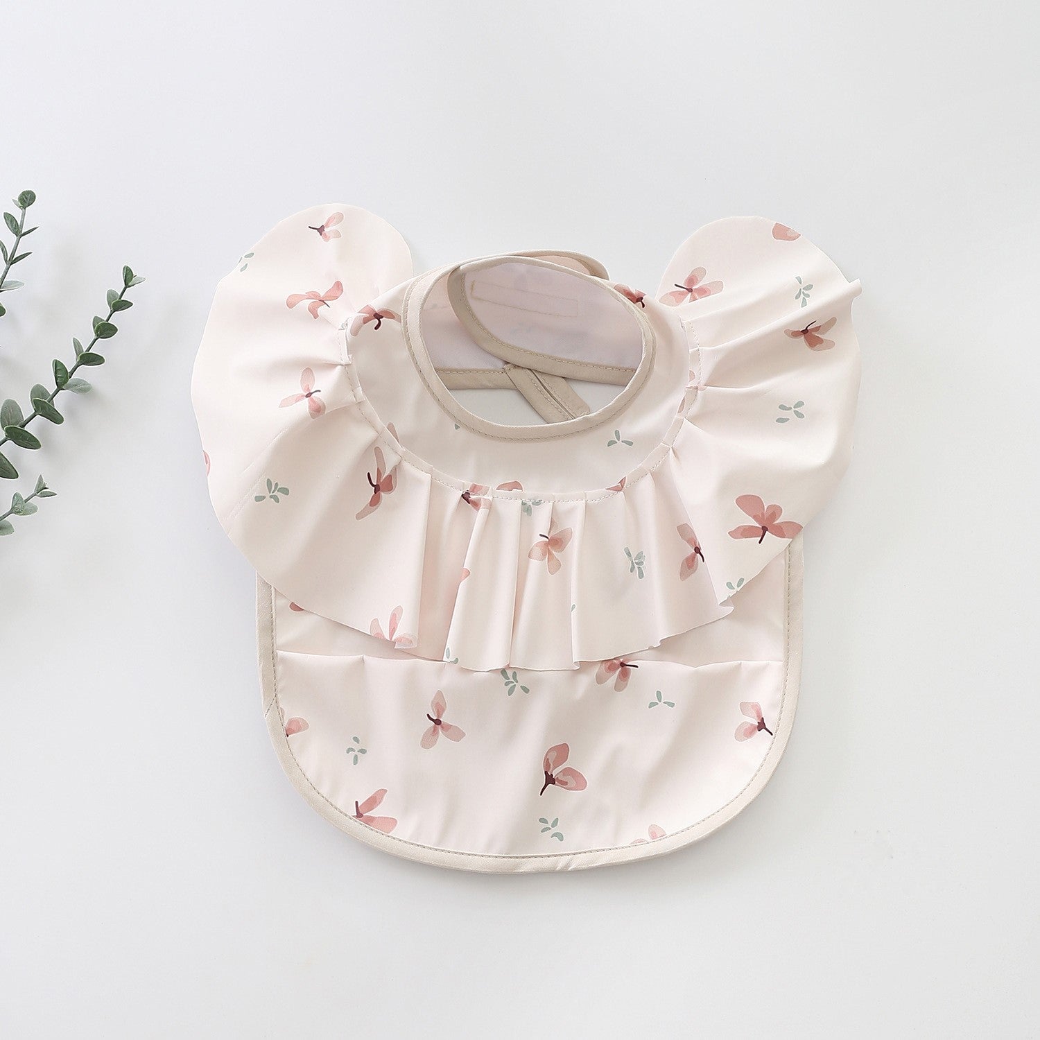 Bavetă impermeabilă pentru fetițe, Model 3 – Pink Flowers, 12 luni+, poliester