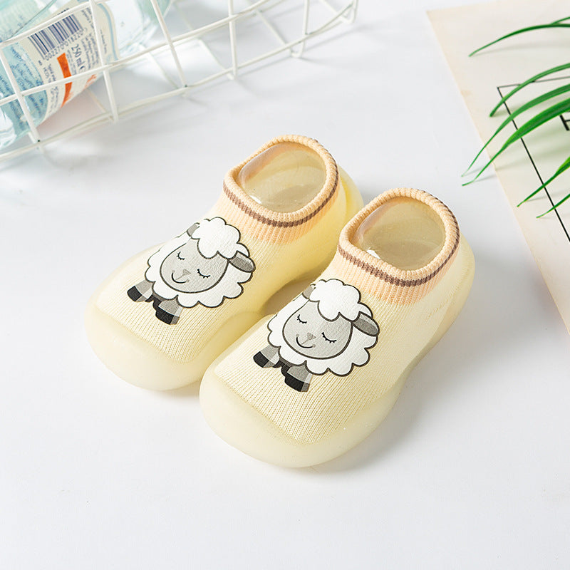 Papucei de interior cu talpa antiderapanta Baby Animals - Cream, diverse marimi