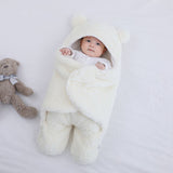 Sac de dormit pentru bebelusi, Teddy Bear – Ivory, 0-3 luni, material plusat