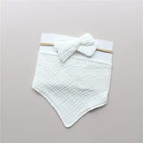 Set baveta și bentita pentru bebelusi, din muselina - White, 0-2ani, bumbac