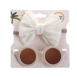 Set ochelari de soare si bentita pentru fetite, Donna - Ivory, 0-4 ani