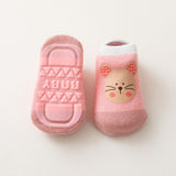Sosete flausate antiderapante pentru bebelusi, Model 3 - Pink, diverse marimi, bumbac + elastan
